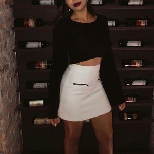 ZARA White Mini Zip Skirt